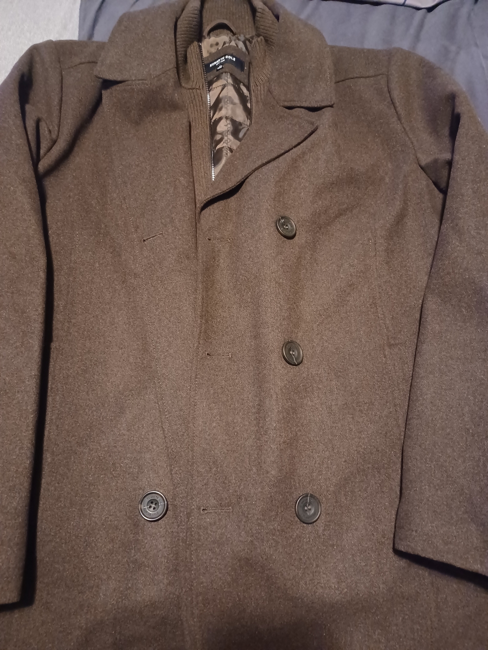 Kenneth Cole New York Men's Double-Breasted Pea Coat in Brown